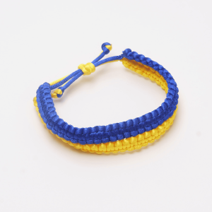 Blue and yellow fabric bracelet